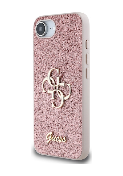 Apple iPhone 16e Uyumlu Kılıf Guess Lisanslı 4g Büyük Metal Logolu Glitter Kapak Pembe
