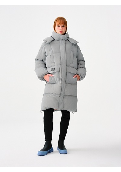 Loose Fit Kadın Mont Gri