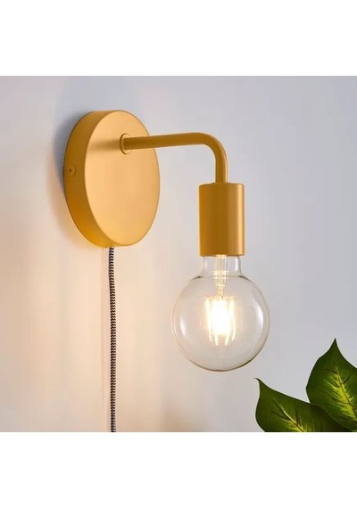 Rsylight Retro Metal Sarı Rustik Kabllolu Anahtarlı Dekoratif Duvar Aplik Siyah