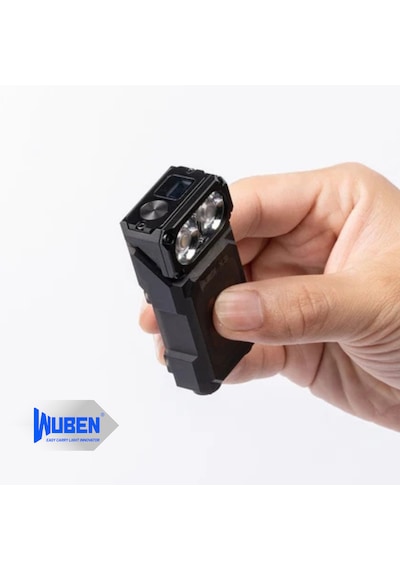 Wuben X3 Edc Dönebilen Başlıklı Kablosuz Şarjlı Led El Feneri 700 Lümen / Oled Ekranlı Siyah