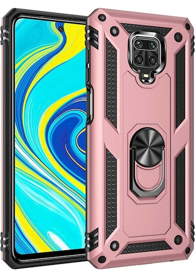 Xiaomi Redmi Note 9s Kılıf Sert Silikon Yüzüklü Stand Özellikli Kapak