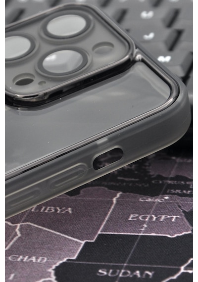 Apple Uyumlu iPhone 12 Pro Uyumlu Siyah Kenarlı Renkli Yarı Şeffaf Kapak Kılıf Kamera Lens Korumalı Siyah -