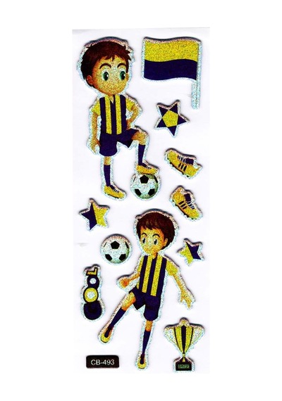 Sticker Kabartmalı Sticker Defter Planlayıcı Etiket Cb493 16x7 Cm- Sarı Mavi Futbol Çok Renkli