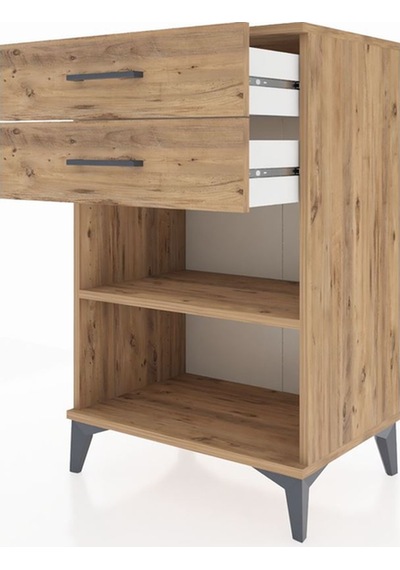 Hyperion Komodin Tek Raflı 2 Çekmeceli 60x44x96 Çam-çam Atlas Çam