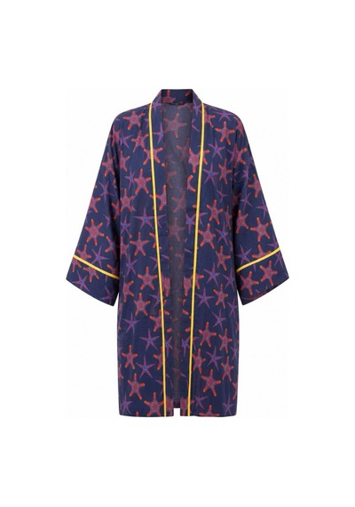 Lila Mare Pamuk Kumaşlı Kimono Renkli Renkli
