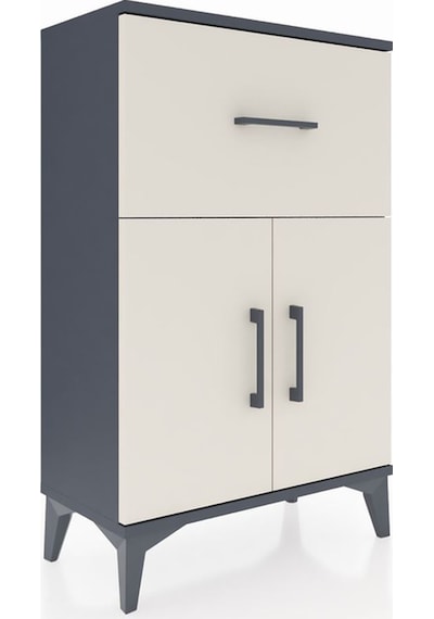 Arges Komodin Tek Raflı Tek Çekmeceli 2 Kapaklı 60x30x96 Antr... Antrasit