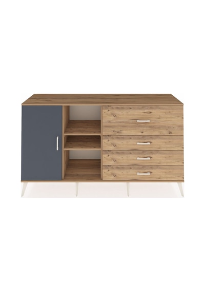Hyperion Konsol 4 Raflı 4 Çekmeceli Tek Kapaklı 176x44x99 Çam-an Çam-antrasit/çam Hyperion Konsol 4 Raflı 4 Çekmeceli Tek Kapaklı 176x44x99 Çam-an Çam-antrasit/çam