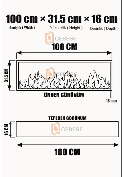Cebese Elektrikli Şömine 100 X 31.5 X 16 Cm Bluetooth Ses Sistemli Uzakt Cebese Elektrikli Şömine 100 X 31.5 X 16 Cm Bluetooth Ses Sistemli Uzakt