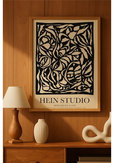 Hein Studio Doğal Ahşap Çerçeveli Poster, Dekoratif Sanatsal Duvar Tablosu