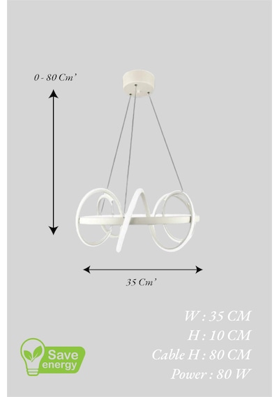Ey Shop Beyaz Çember Model 3 Renk Led Kumandalı Avize Beyaz