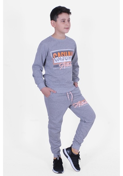 Fyk Kids 2 İplik Baskılı Erkek Çocuk Eşofman Takımı Gri
