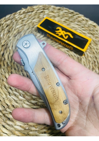 Browning Marka Ahşap&metal Kasa Kamp Çakı //23cm-322141 Açık Kahverengi