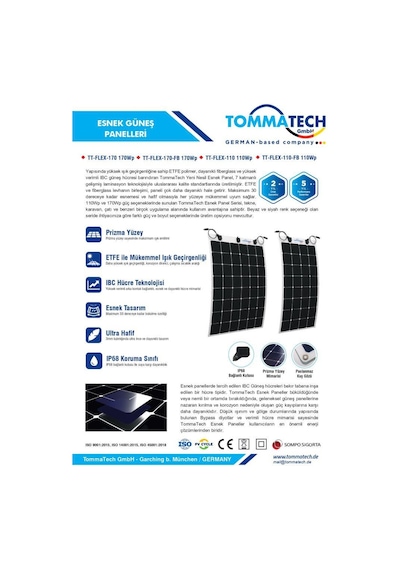 Tommatech 110wp Flexible Esnek Güneş Paneli Tt-flex-110