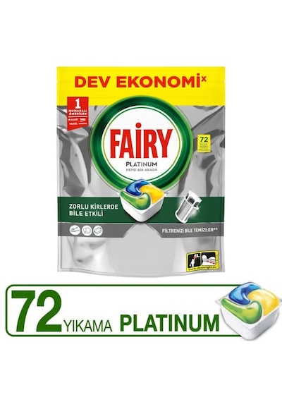 Şeylişeyler - Fairy Platinum Bulaşık Makinesi Kapsülü 72'li Deterjan Tablet - Yağ Sökücü Parlatıcı Etkili