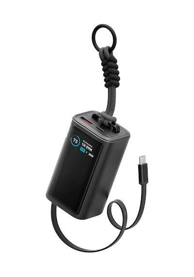 Energea Compac Arc 45 Dijital Göstergeli 10.000 Mah Dahili Type-c Kablolu 45w Şarj Çıkışlı Pd Hızlı Şarj Powerbank - Siyah Siyah