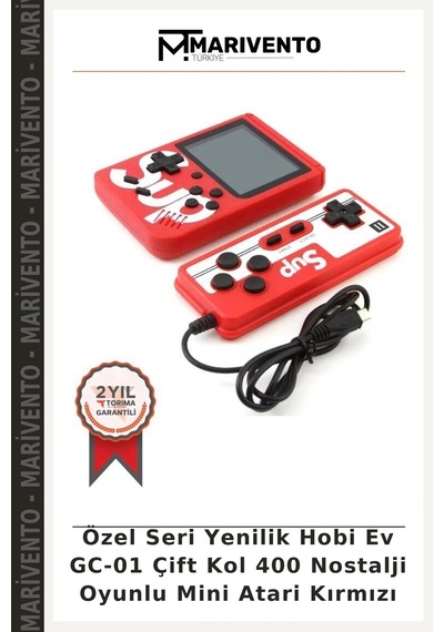 Özel Seri Yenilik Hobi Ev Gc-01 Çift Kol 400 Nostalji Oyunlu Mini Atari Kırmızı