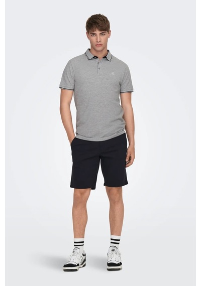 Only & Sons Erkek Onsfletcher Polo Yaka %100 Pamuk T-shirt 22024827 Gri Gri