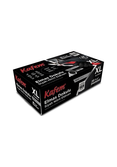 Kafem Prof Dia Ekstra Kalın Siyah Nitril Eldiven Elmas Dokulu Xl 50 Adet X 20 Paket - Koli