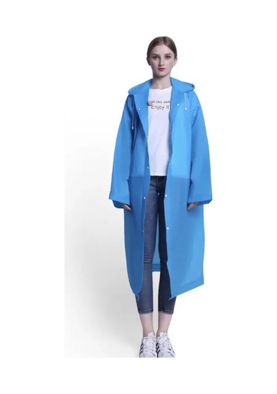Girift Vintage Unisex Mavi Eva Kumaş Kapüşonlu Rüzgar Ve Suya Dayanıklı Yağmurluk