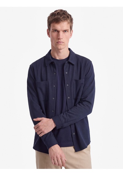 Koton Regular Fit Cepli Çıtçıt Düğmeli Klasik Yaka Cepli Uzun Kollu Gömlek Lacivert 7wam60018hw