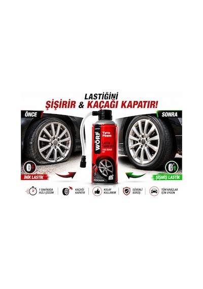 Lastik Tamir Kiti 400 Ml. Lastik Tamir Köpüğü Sprey