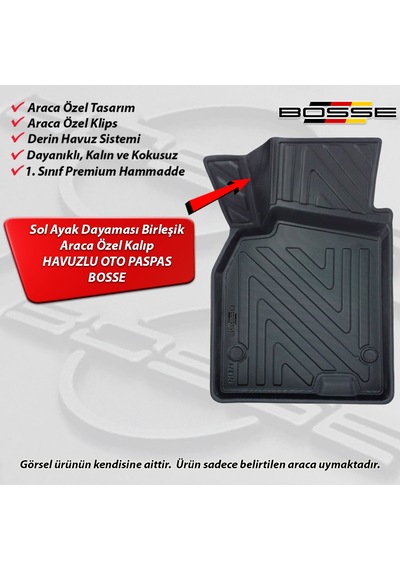 Renault Fluence Paspas Araca Özel 2009 2016 BOSSE 3D Havuzlu Oto Paspas