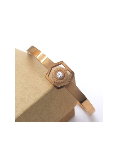 Bz 316l Çelik Rose Zirkon Tek Taşlı Spor Kelepçe Blz-488 Rose Gold