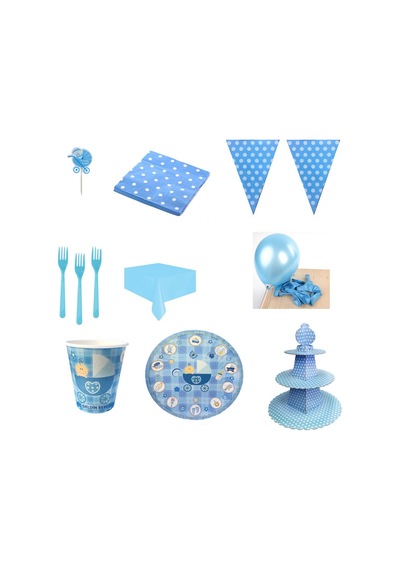 Hoşgeldin Bebeğim Pusetli Baby Shower Süsleme Seti 8 Kişilik