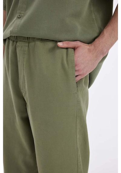 Defacto Bol Rahat Kesim Wide Leg Yazlık Keten Pantolon C2727AX25SP Haki