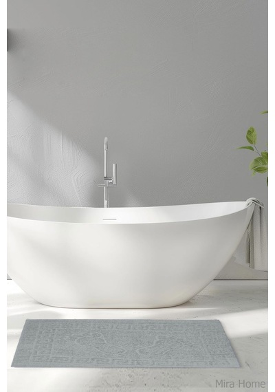 2 Li Ayak İzli Banyo Ayak Havlusu %100 Pamuklu Renkli 50x70 Cm Menom Gri