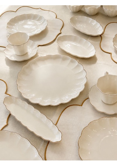 29 Parça Flower Gold Kahvaltı Takımı-5969 Beyaz