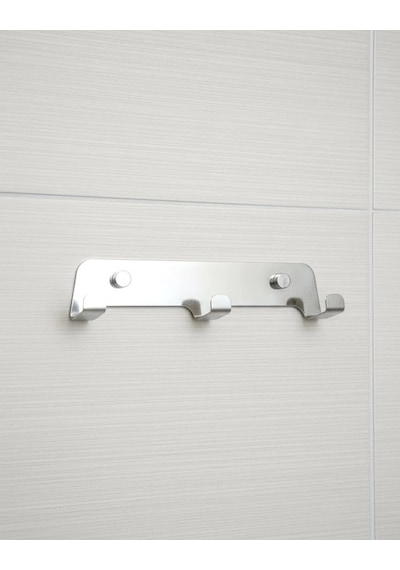 Askılık 3 Lü Yapışkanlı Ve Vidalı 1,2mm Ss201 Paslanmaz Çelik Renk Krom Çok Renkli