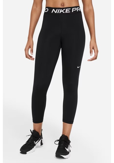 Nike Pro 365 Mid-rise Crop Training Legging File Panelli Kadın Crop Tayt Siyah