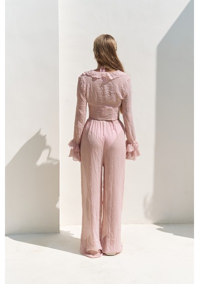 Mai Collection Mai Studios Co. Olivia Pembe Gömlek Pantolon Takım Pembe