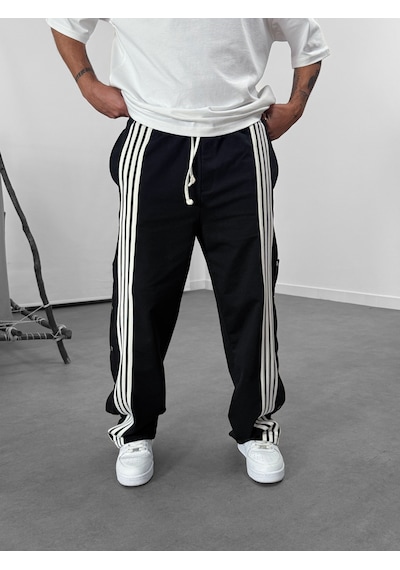 Cocopelli Şeritli Siyah Erkek Baggy Pantolon Coc1062 Siyah