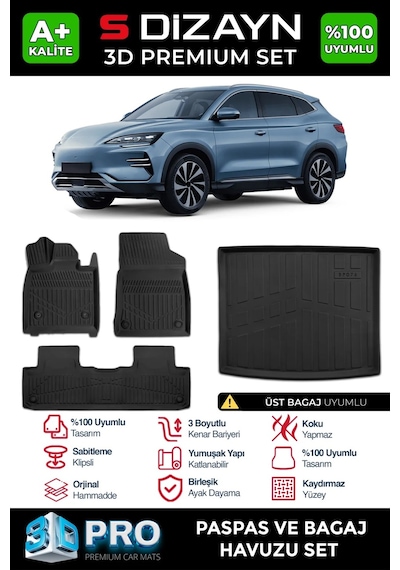 S-dizayn Byd Seal U3d Pro Havuzlu Paspas Ve Bagaj Havuzu Seti 2'li Set Üst Bagaj 2024 Üzeri A+ Kal