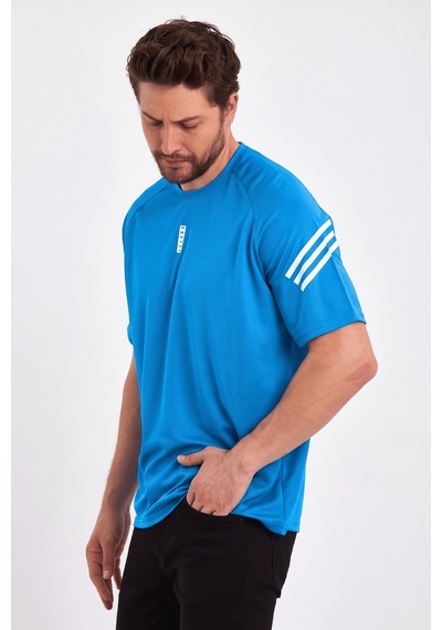 Genius Store Store Erkek Spor Tişört Baskılı Fitness, Antrenman Fit T-shirt Mavi