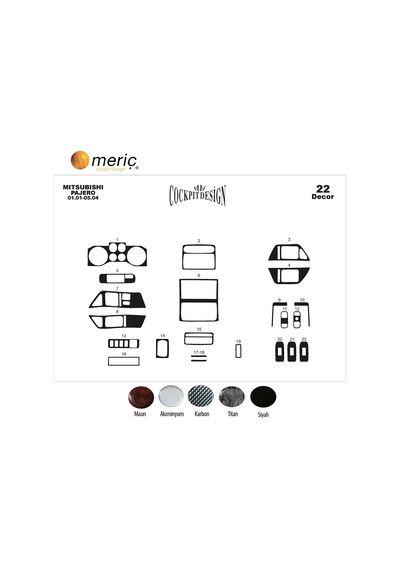 Meriç® Mitsubishi Pajero Ön Torpido Kaplama 22 P. 2001-2004 (537221524)