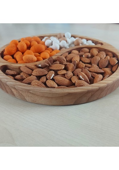 Ahşap Yuvarlak Çerezlik Kahvaltı Sunum Tabağı