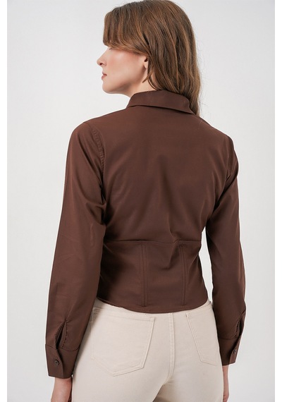 Bigdart 20231 Slim Fit Poplin Gömlek - Kahverengi
