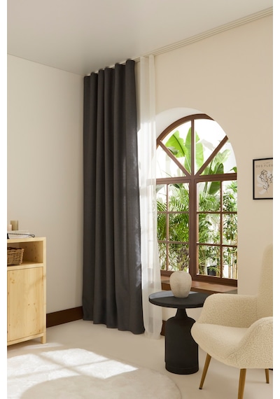 Kaşmir Home Perla Keten Fon Perde Antrasit 150x270 Cm Antrasit