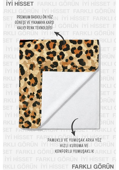 Leopar Dudak Figürlü Plaj Havlusu - Pop Art Modern Kırmızı Bej Havuz Deniz Hızlı Kuruyan Plaj Örtüsü Çok Renkli