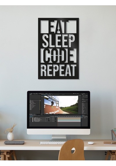 Eat Sleep Code Repeat - Yazılımcı MDF Tablo