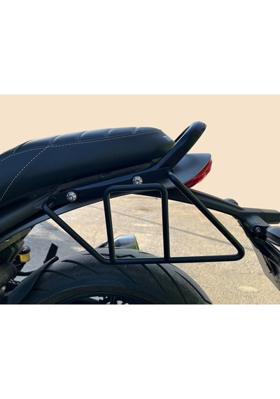 Motosiklet Çanta Demiri, Trıumph Speed 400, Scrambler 400 X, Siyah Boyalı Metal Boru Büküm Sol Taraf Genel