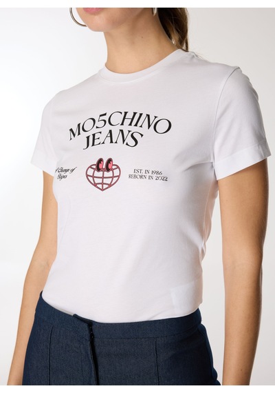 Moschino Jeans Beyaz Kadın Baskılı T-shirt A0703-1001