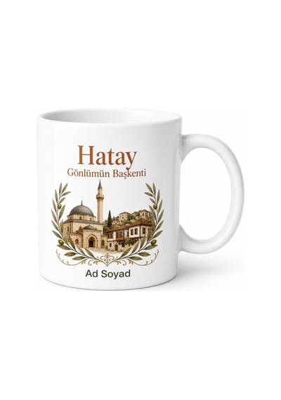 Hatay Memleket Temalı Kişiye Özel Baskılı Kupa Bardak Hediye Beyaz / Çok Renkli