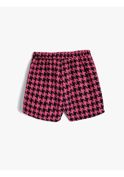 Koton Tüvit Şort Etek Pileli Beli Lastikli Kazayağı Desenli Pembe Desenli 5wkg40041aw Pembe