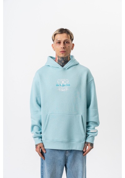 Respire Erkek Garden Baskılı Kapüşonlu Oversize Hoodie Bebe Mavi