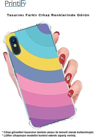 Tecno Camon 18 Uyumlu Köşe Korumalı Renk Cümbüşü B Tasarımlı Şeffaf Silikon Kılıf