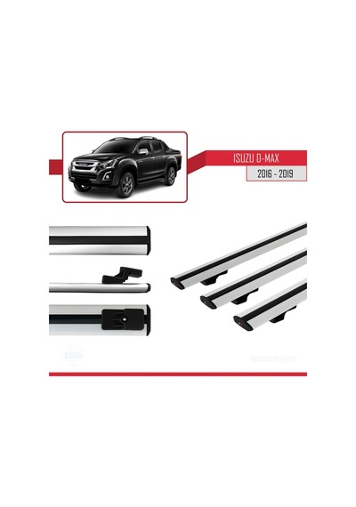 Isuzu D-max 2016-2019 Arası İle Uyumlu Basic Model Ara Atkı Tavan Barı Gri 3 Adet